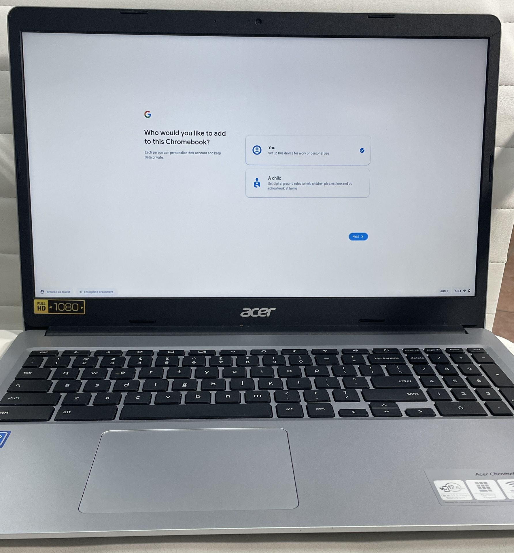 Laptop Acer Chromebook 315 CB315-3H-C2C3, 4gb Ram, Drive 32GB, Intel Celeron N400