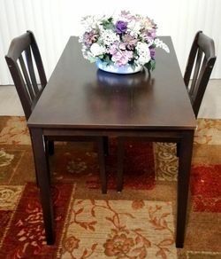 Dark Brown Wood Table and Chair Set