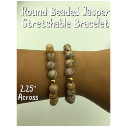 Round Beaded Jasper Stretchable Bracelet
