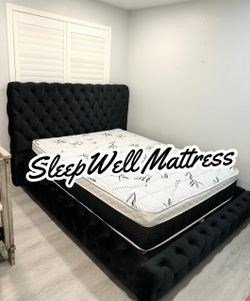 New Queen bed frame with mattress