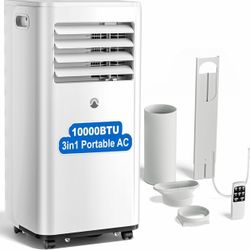 Portable Air Conditioners, 10,000 BTU Portable AC Unit for Room up to 450 Sq. Ft, 3 in 1 Small AC Unit with 24H Timer Smart Sleep Mode, Smart Stand up