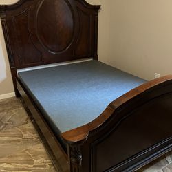 Queen Bed Frame Box spring And Night Stand 