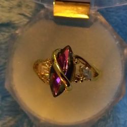 Marquise-Cut Mystic Fire Bridal Ring
