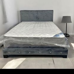 Queen Bed Frame With Mattress & Boxspring All Included For Only $290 🚨 Ready For Delivery 🚚 