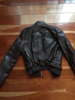 Faux leather dark brown jacket for girls