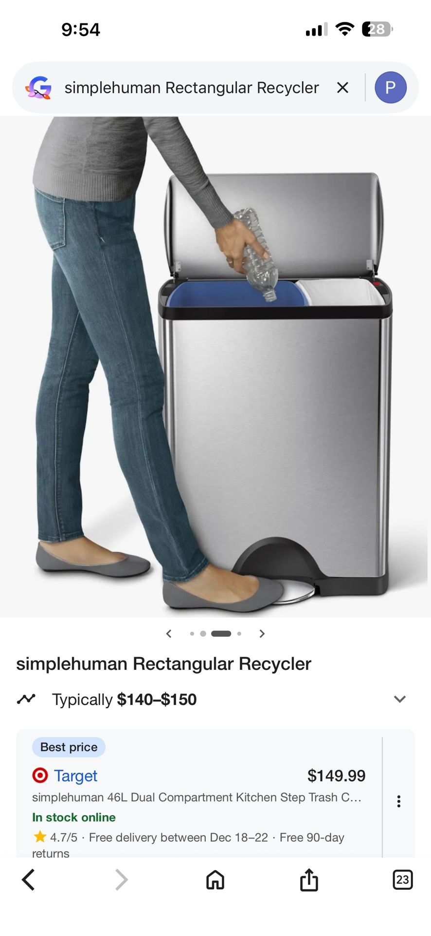 Dual Compartment Recycling Kitchen Step Trash Can