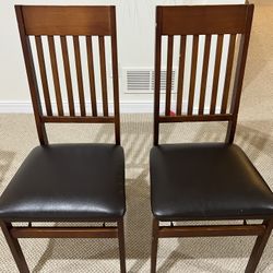 Kitchen Wooden Dining Chair With Faux Leather Seat Set Of 2