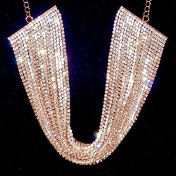 White Austrian Crystal Rosetone choker necklace (13-18.50 in)