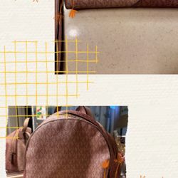 Michael KORS Rhea Medium Color Block Backpack Pink/White Wallet Set NWOT