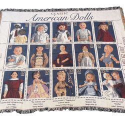 USPS Classic American Dolls Stamps Tapestry Throw Blanket 65"x55" USA 1996