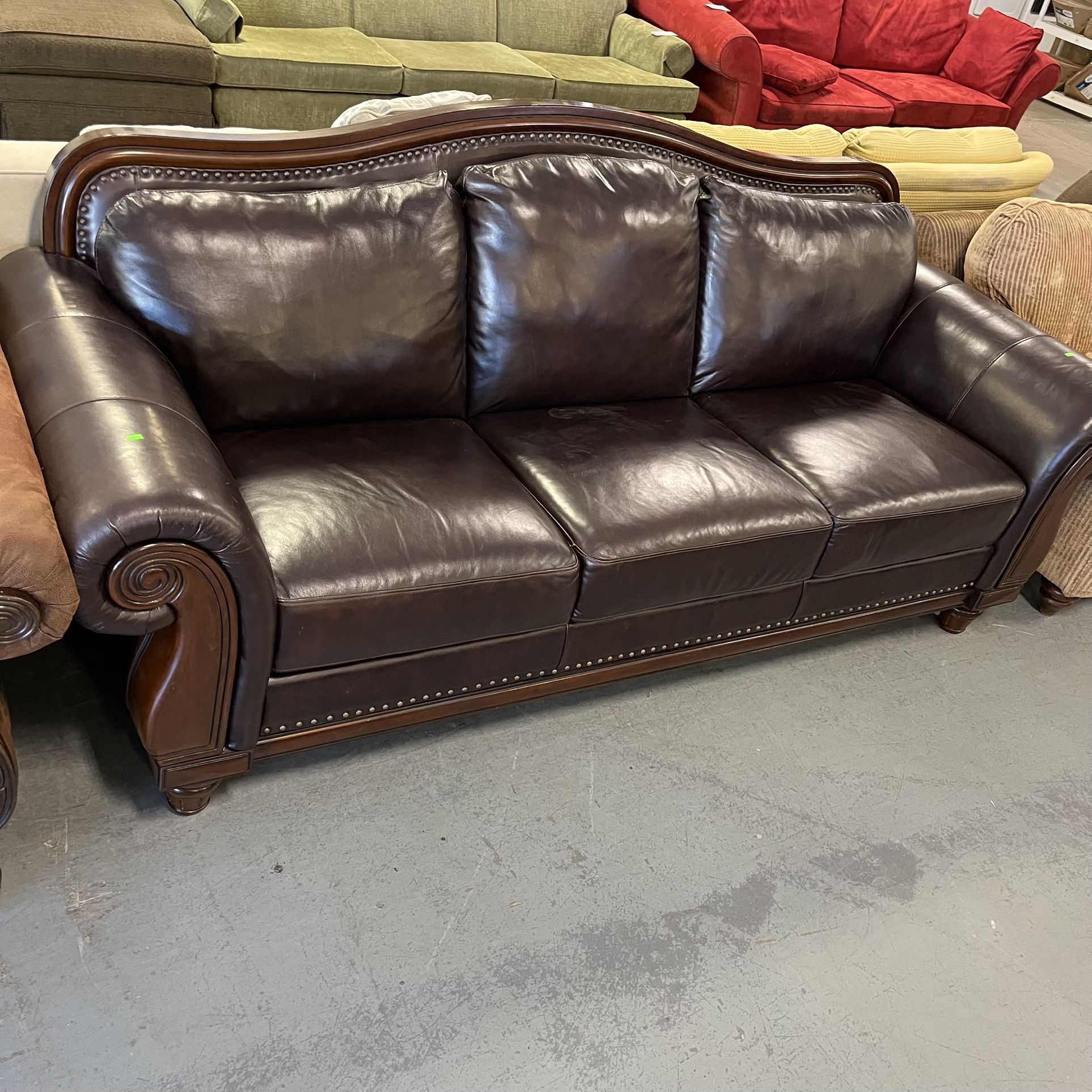 Dark Brown Leather Couch (in Store)