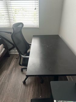 Computer desk and chair.