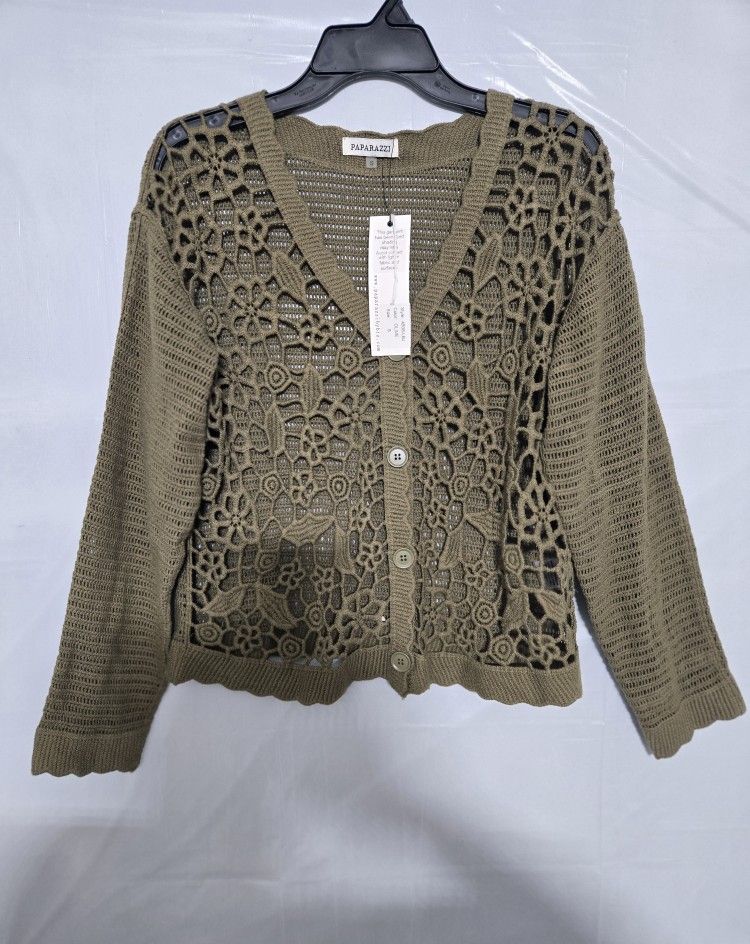 Paparazzi Cotton Crochet Cardigan 4508-LBJ Size Small