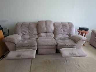 Living room set - microfiber reclining couch, loveseat recliner