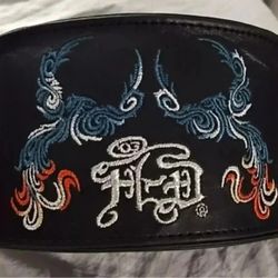 Harley Davidson Glass Case Black Leather Embroidery 