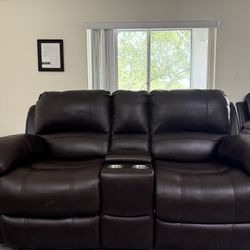 Dual Couch Set Dark Brown