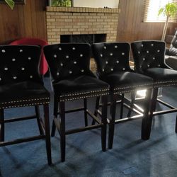 4 Diamond Tuft Bar Stool Chairs