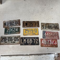9 Vintage Car License Plates