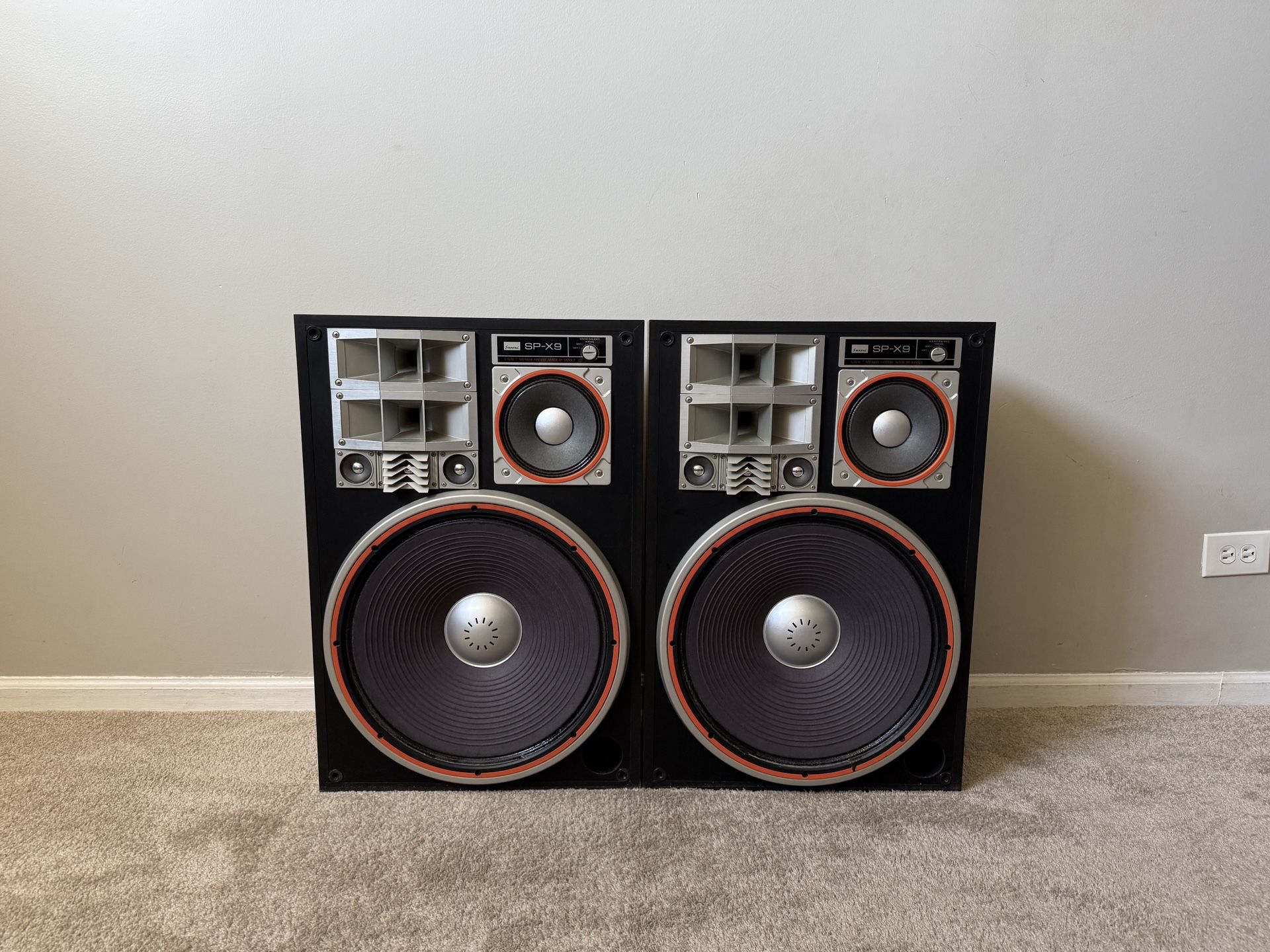 Sansui SP-X9 5 Way Home Floor Standing Vintage Speakers 17" Woofers 