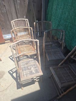 Set of 6 bamboo folding chairs