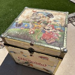RARE 1980s Vintage Nintendo Super Mario 3 Zelda Wood Box Toy Chest Storage