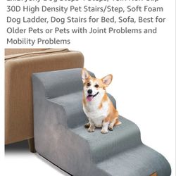 Dog Steps 4 Steps, 18in Non-Slip 30D High Density Pet Stairs/Step, Soft Foam Dog