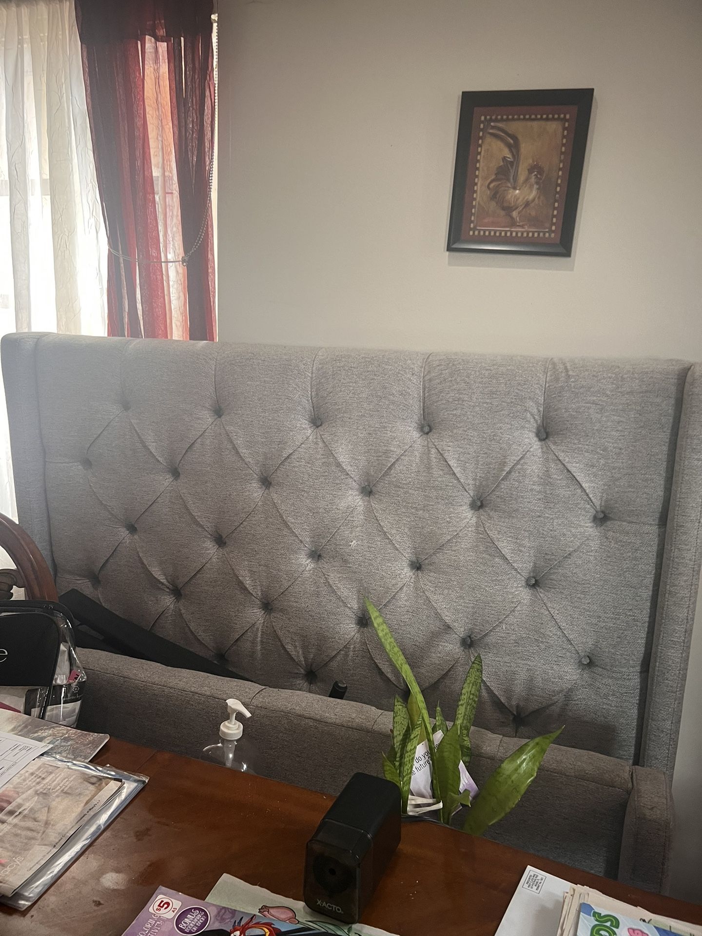Fabric Full Size Headboard Bed With Frame