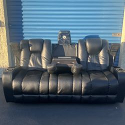 Reclining Power Leather Sofa 