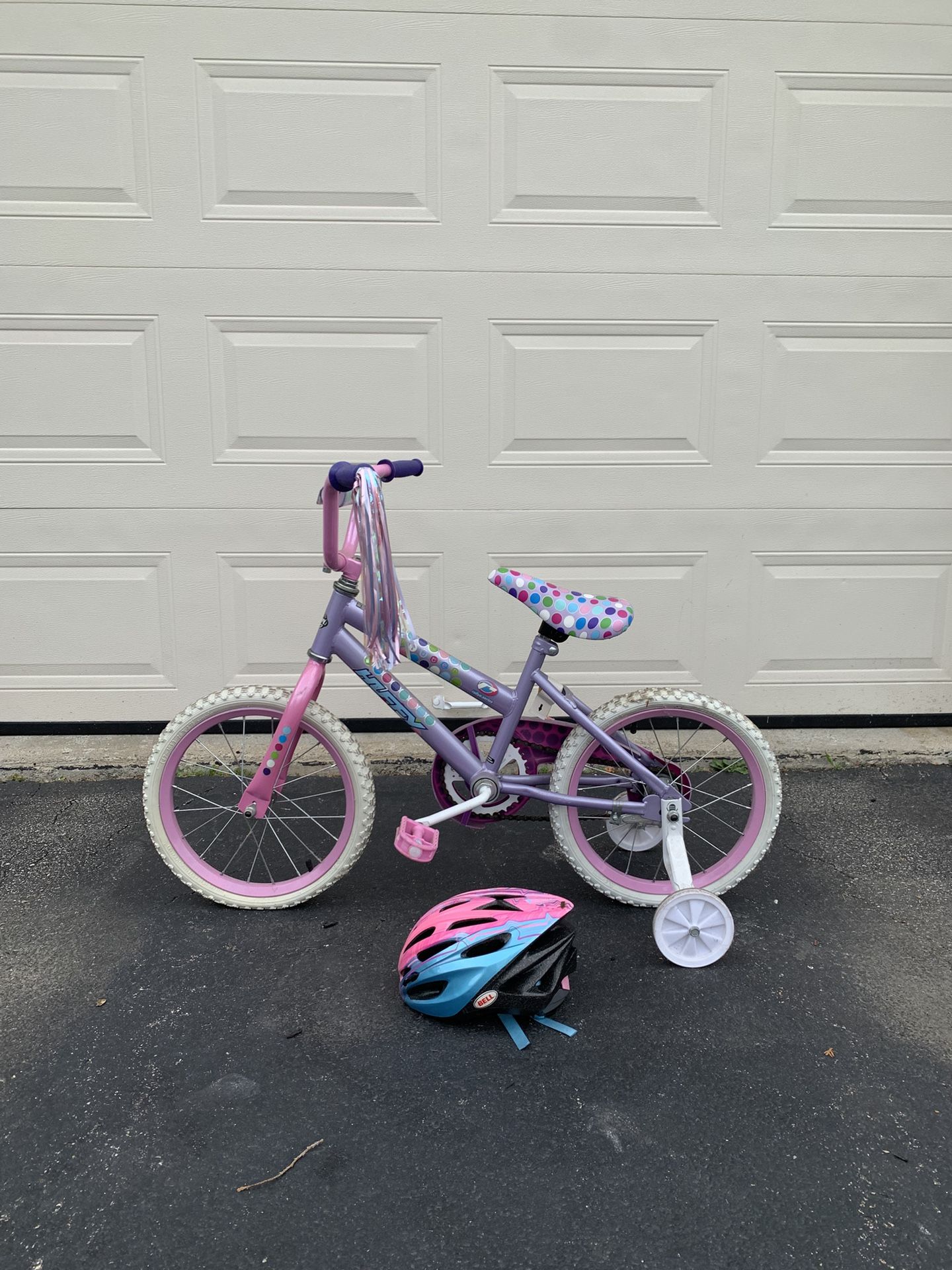 Bike with Training wheels and Bell Helmet