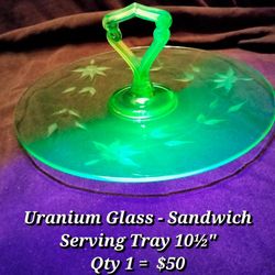 Uranium Glass Sandwich Serving Tray 