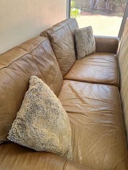 Tan Leather 3-Seater Sofa