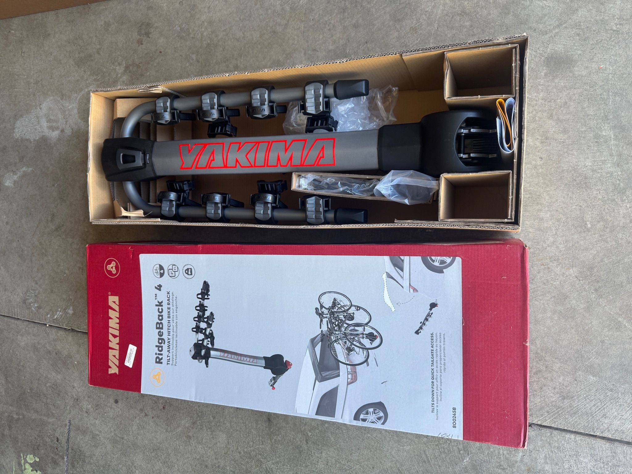 NEW YAKIMA, RidgeBack 4 Bike Tilt-Away Hitch-Mounted Bike Rack - Fits 1.25” and 2” Hitches