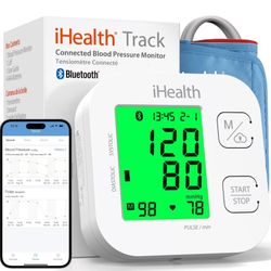 iHealth Track Smart Upper Arm Blood Pressure Monitor with Wide Range Cuff That fits Standard to Large Adult Arms, Bluetooth Compatible for iOS & Andro
