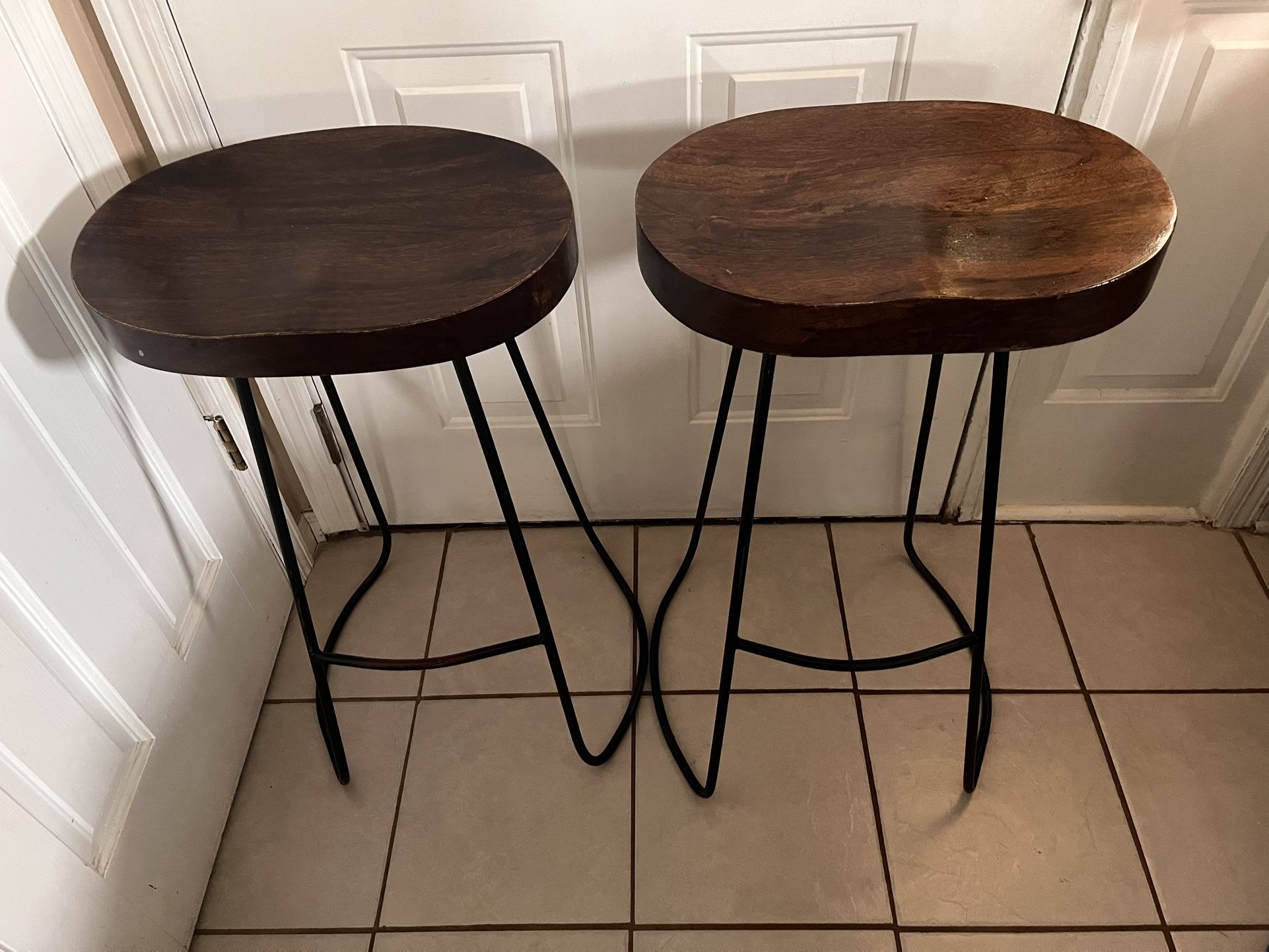 (2) Wooden Bar Stools 29” Height