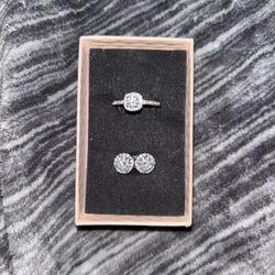 Moissanite Engagement Ring And Earrings VVS1
