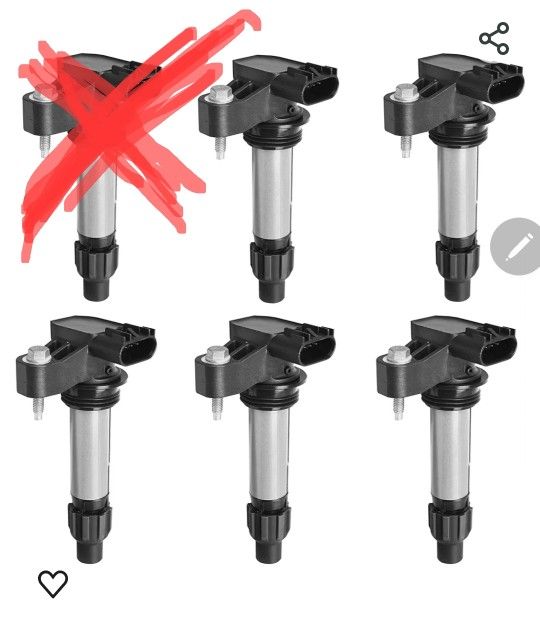 ENA Set of 5 Ignition Coil Pack Compatible with Buick Cadillac Chevrolet Chevy GMC Allure Enclave ATS CTS SRX STS XTS Camaro Equinox Impala Malibu Ter