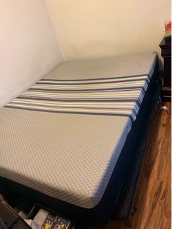 Queen Serta Stay 12in Memory Foam w/ box spring and bed frame