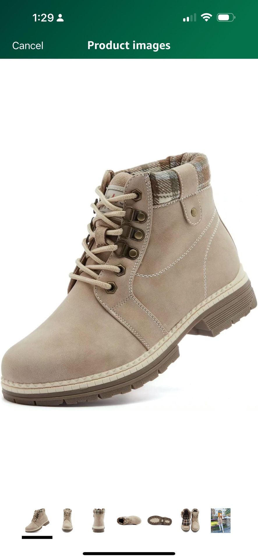ANJOUFEMME Casual Winter Hiking Boots For Women - Womens Outdoor Snow Ankle Boots Waterproof Lightweight Lace up Fur Lined Walking Hiking Shoes Size 7
