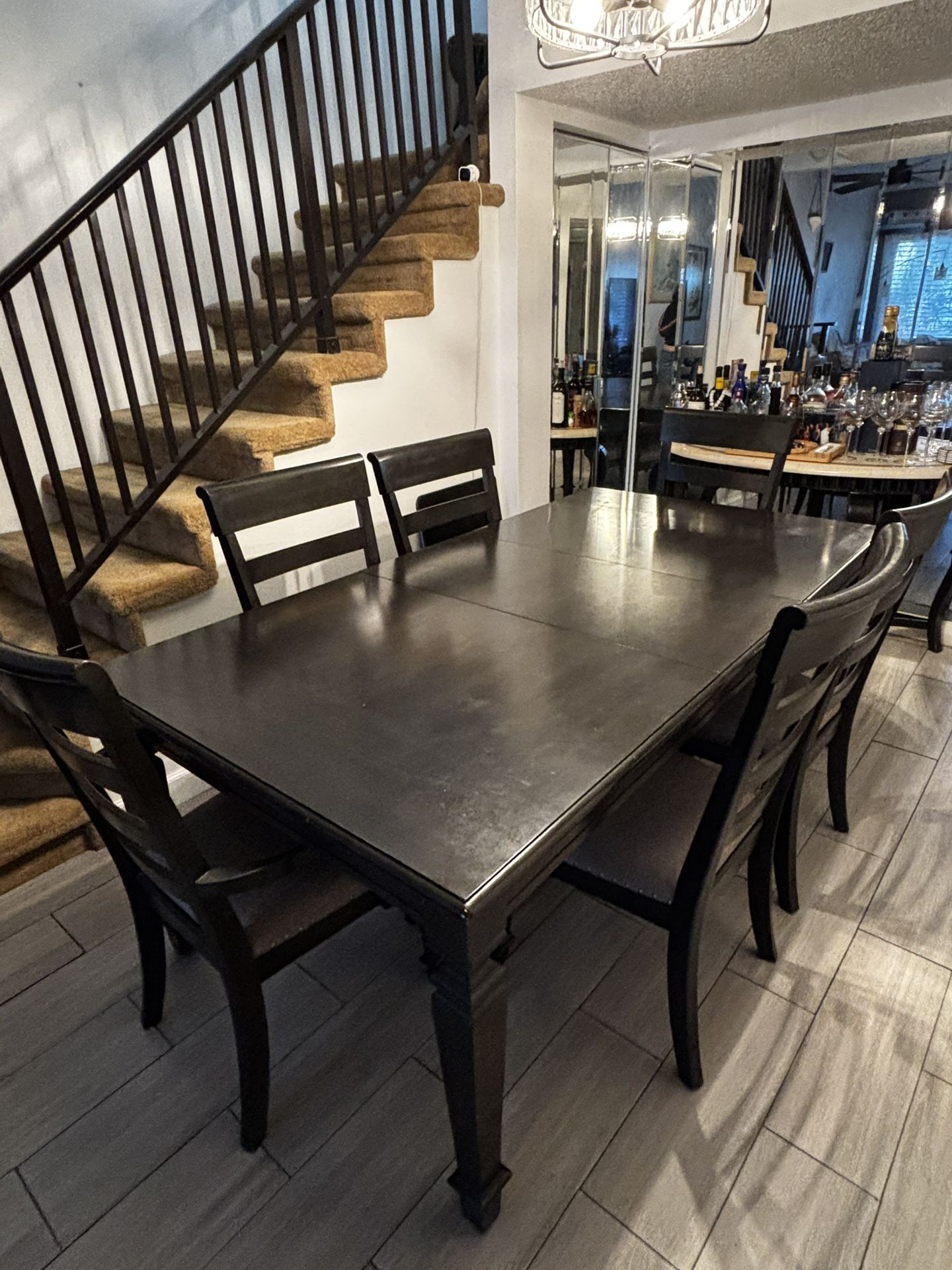 Dining Room Table With Extenders And Six Chairs