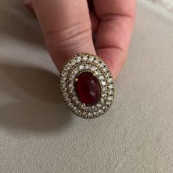 Large Ruby Emerald With CZ Size 9 Silver Orbit Ring Pick Up In Gaithersburg Md20877