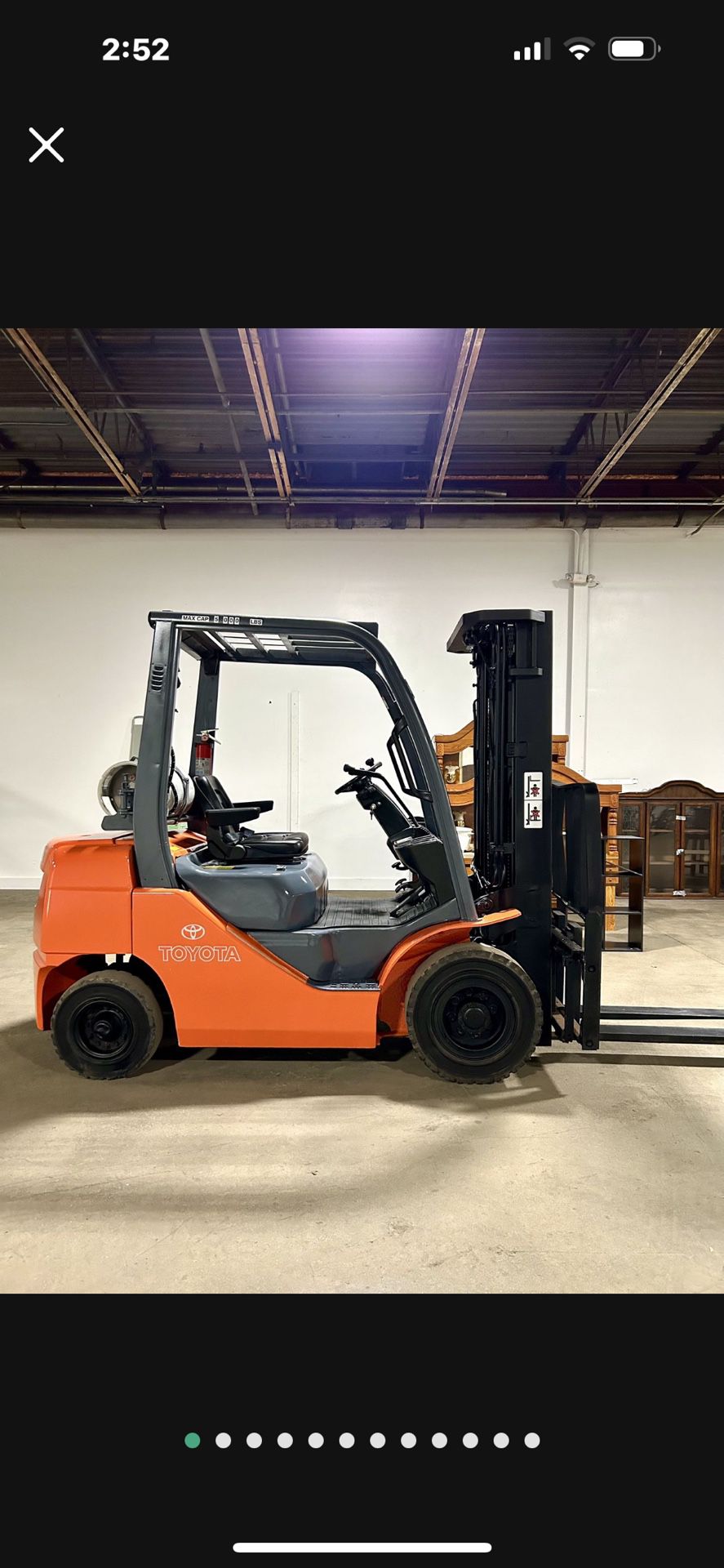 2019 Toyota Pneumatic Fork Lift, 8.model Cap 6000 Lb Triple Mast ,Side Shift  ,only 2350hs,no Issues No Leak Ready For Work