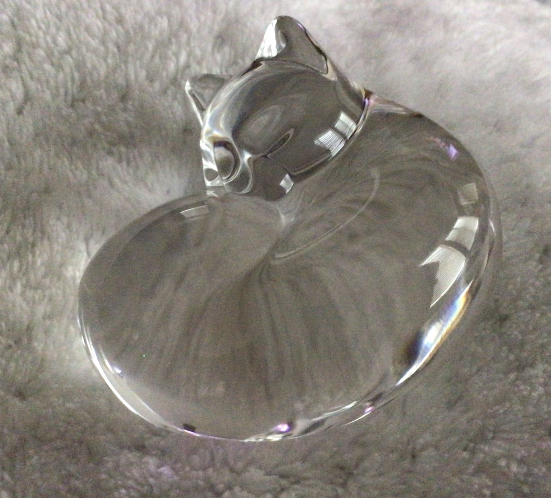 Steuben Crystal Sleeping Cat Figurine Paperweight
