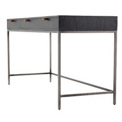 Four Hands Trey Black Writing Desk – 3 Drawer Modern Iron & Wood Console