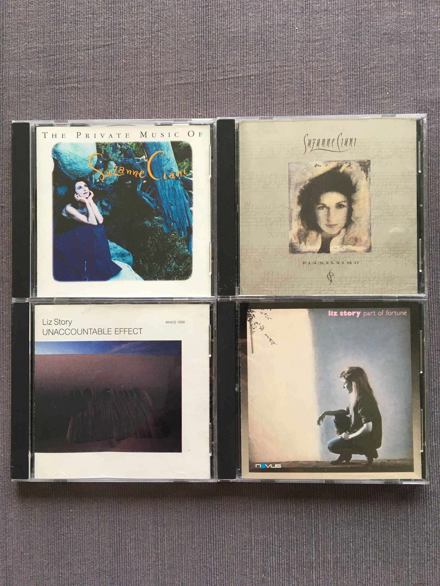 New Age Piano Music, Liz Story and Suzanne Ciani lot of 4 CDs new conditions. Liz Story/ Part of Fortune, Unaccountable Effect. Suzanne Ciani/ Pianis