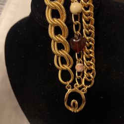 Vintage 3 Strand Gold tone Bracelet 