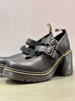 Dr. Martens Eviee Sendal Leather Heeled Mary Jane Shoes Black Women’s Size 8 - NWOB