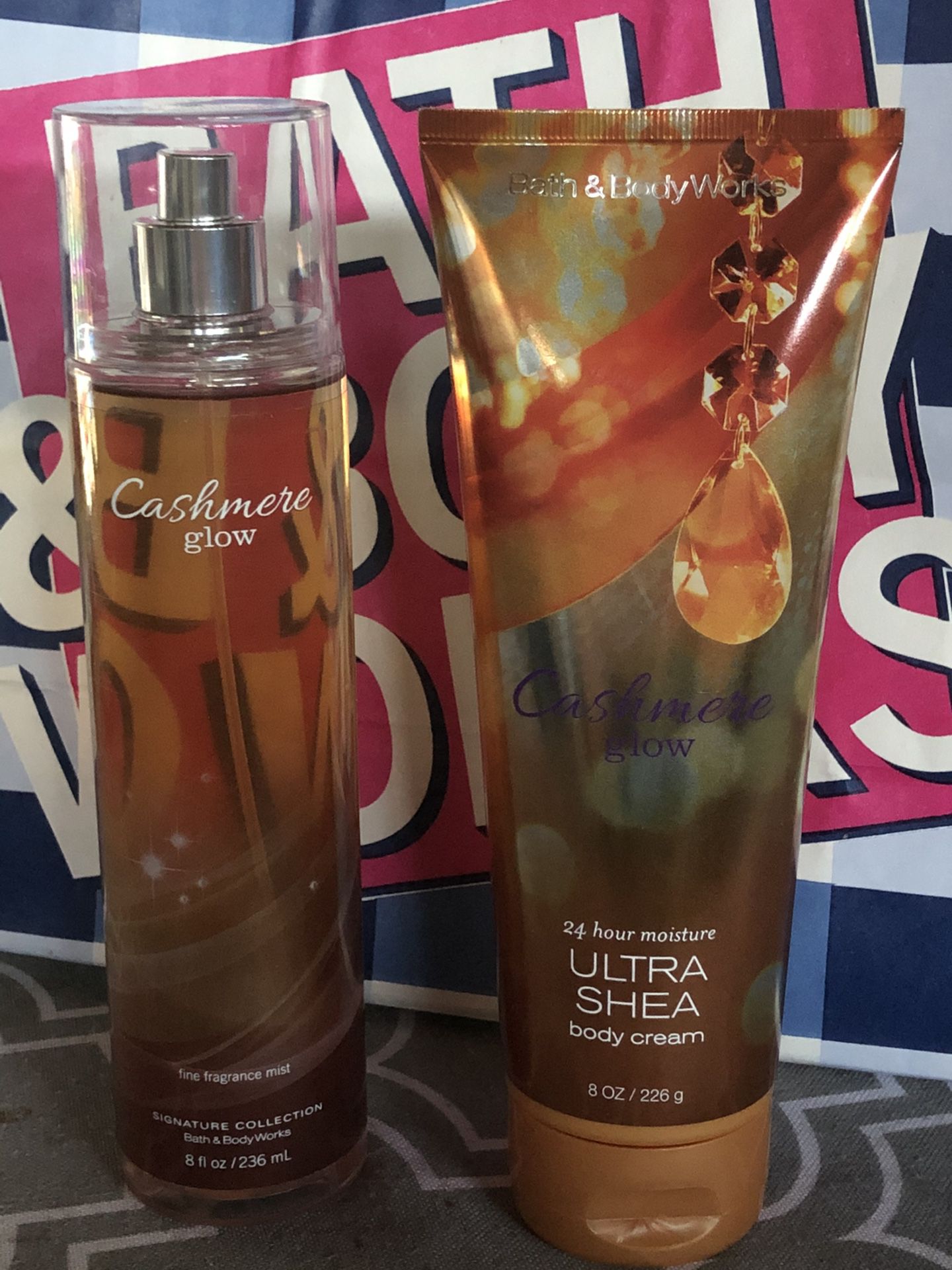 Cashmere Glow Fine Fragrance Mist and Ultra Shea Body Cream. By Bath And Body Works. Sold together as a set. $9.50. See Description For Details.