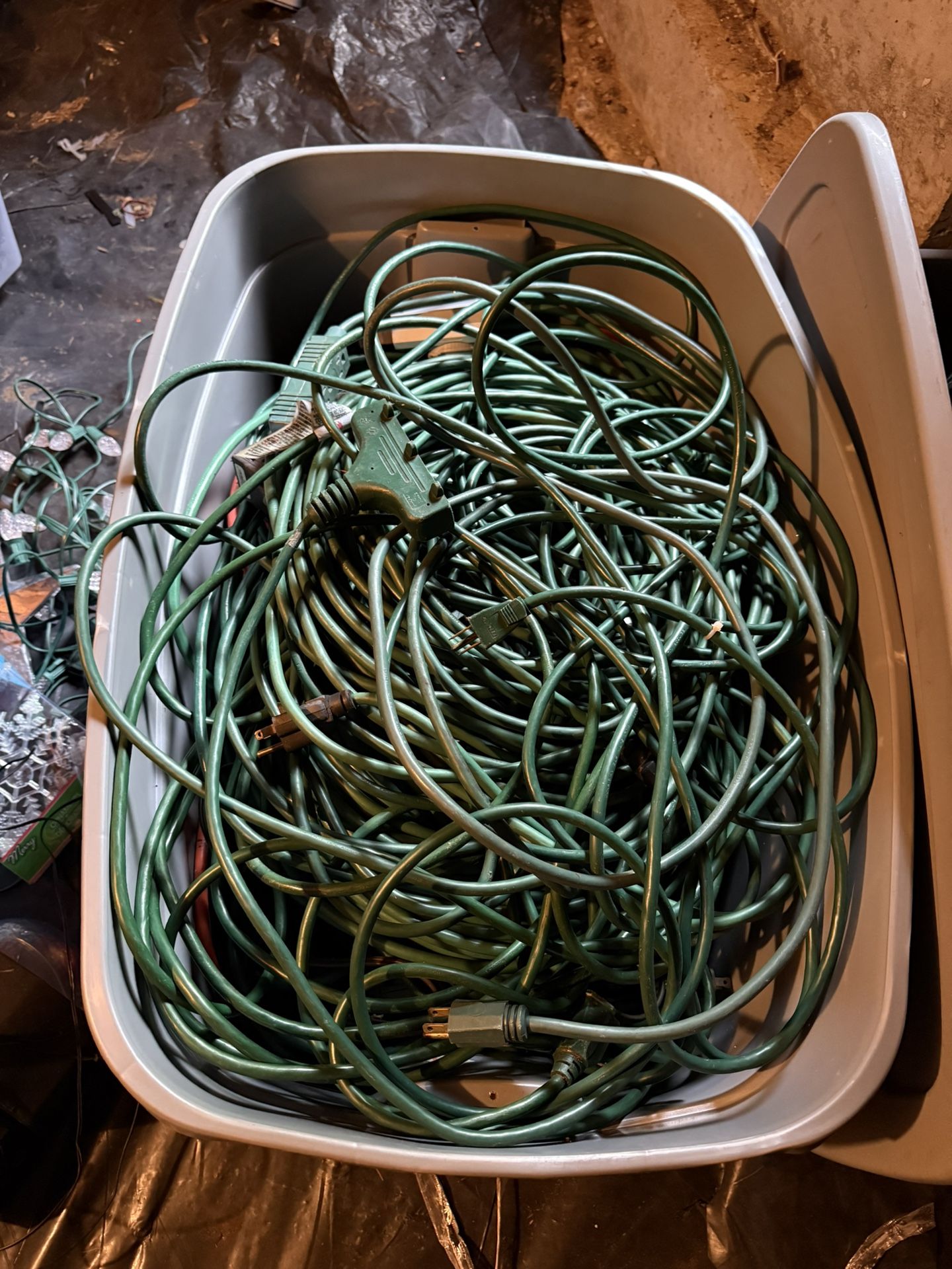 Huge Bin Of Outdoor Extension Cords 