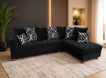 🛋️🔥 NEW BLACK PLUSH SECTIONAL — IN STOCK & GOING FAST 🔥 $0 Down, Flexible Payments Available