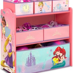Delta Children Design & Store Organizador de almacenamiento de juguetes de 6 compartimientos, Disney Princess